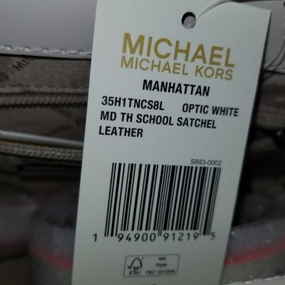 MICHAEL KORS MANHATTAN MEDIUM OPTIC WHITE NEON CROSSBODY SCHOOL SATCHEL BAG NWT! - Picture 13 of 15